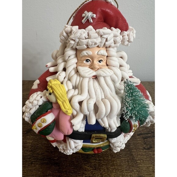 TRADITIONS Santa Holding Doll and Tree Collectible Character Glass Ornament EUC - Picture 8 of 16